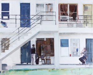 Brett  Amory -  <strong>Overtown (Waiting #218)</strong> (2014<strong style = 'color:#635a27'></strong>)<bR /> oil on canvas, 
 48 x 60 inches 
(121.92 x 152.4 cm)