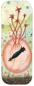 Jeff  Soto -  <strong>Falling</strong> (2005<strong style = 'color:#635a27'></strong>)<bR /> Acrylic on wood 
24 x 9 inches