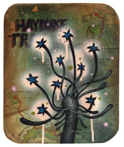 Jeff  Soto -  <strong>Hayduke Flowers</strong> (2005<strong style = 'color:#635a27'></strong>)<bR /> Acrylic on Wood 
12 x 10 inches