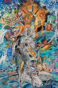 Artists Anonymous    -  <strong>Old Game New</strong> (2014<strong style = 'color:#635a27'></strong>)<bR /> oil on paper, 
 59 x 39.38 inches 
(150 x 100 cm)