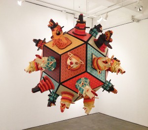 AJ  Fosik -  <strong>Infinite Worth Against the Timeless Scheme</strong> (2013<strong style = 'color:#635a27'></strong>)<bR /> wood, paint and nails, 
 66 x 72 x 72 inches 
(167.64 x 182.88 x 182.88 cm)