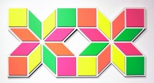 Aakash  Nihalani -  <strong>8 C</strong> (2012<strong style = 'color:#635a27'></strong>)<bR /> acrylic on wood, 
 18.25 x 36 x .75 inches 
(46.35 x 91.44 x 1.9 cm)