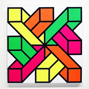 Aakash  Nihalani -  <strong>In-n-Out 1</strong> (2012<strong style = 'color:#635a27'></strong>)<bR /> acrylic on canvas, 
 24 x 24 inches 
(60.96 x 60.96 cm)