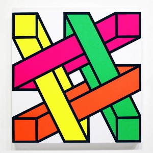 Aakash  Nihalani -  <strong>Out-n-In 1</strong> (2012<strong style = 'color:#635a27'></strong>)<bR /> acrylic on canvas, 
 24 x 24 inches 
(60.96 x 60.96 cm)