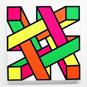 Aakash  Nihalani -  <strong>Out-n-In 2</strong> (2012<strong style = 'color:#635a27'></strong>)<bR /> acrylic on canvas, 
 24 x 24 inches 
(60.96 x 60.96 cm)