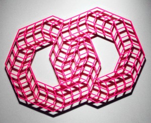 Aakash  Nihalani -  <strong>Overlap II (pink)</strong> (2010<strong style = 'color:#635a27'></strong>)<bR /> powder coated aluminum, 
 30 x 33 x 25 inches 
(76.2 x 83.82 x 63.5 cm)