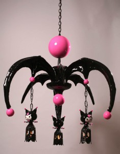 Adam  Wallacavage -  <strong>Kuromi</strong> (2010<strong style = 'color:#635a27'></strong>)<bR /> cast plaster, wood, glass, lamp parts, epoxy resin and spray paint, 
 37 x 33.5 inches 
(93.98 x 85 cm)
