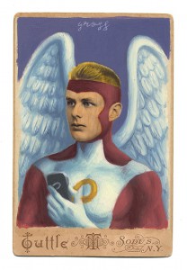 Alex  Gross -  <strong>Angel</strong> (2013<strong style = 'color:#635a27'></strong>)<bR /> mixed media on antique cabinet card photograph 
6 1/2 x 4 1/4 inches 
16.51 x 10.8 cm 
12 x 9 inches, framed