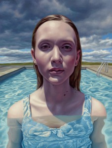 Alex  Gross -  <strong>Approaching Storm</strong> (2014<strong style = 'color:#635a27'></strong>)<bR /> oil on canvas, 
 21 x 16 inches 
(53.34 x 40.64 cm)