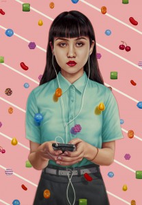 Alex  Gross -  <strong>Candy Crush</strong> (2014<strong style = 'color:#635a27'></strong>)<bR /> oil on canvas, 
 48.25 x 33.5 inches 
(122.56 x 85.09 cm)