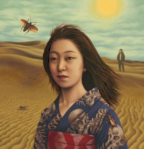 Alex  Gross -  <strong>Woman in the Dunes</strong> (2011<strong style = 'color:#635a27'></strong>)<bR /> oil on paper, 
 17.75 x 17 inches 
(45 x 43.18 cm)