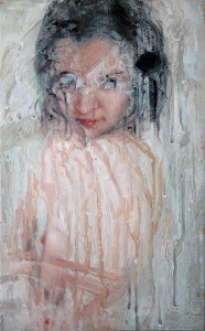 Alyssa  Monks -  <strong>Play</strong> (2013<strong style = 'color:#635a27'></strong>)<bR /> oil on panel, 
 16 x 10 inches 
(40.64 x 25.4 cm)