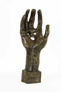 Anthony  Lister -  <strong>Hand</strong> (2014<strong style = 'color:#635a27'></strong>)<bR /> cast bronze, 
 14 x 6 x 4 inches 
(35.56 x 15.24 x 10.16 cm) 
Edition of 4