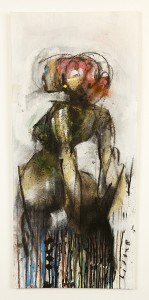 Anthony  Lister -  <strong>Hands Behind</strong> (2014<strong style = 'color:#635a27'></strong>)<bR /> mixed media on canvas, 
 37 x 16.5 inches 
(93.98 x 41.91 cm)