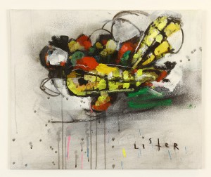 Anthony  Lister -  <strong>Recline in Oil</strong> (<strong style = 'color:#635a27'></strong>)<bR /> mixed media on canvas, 
 21 x 25 inches 
(53.34 x 63.50 cm)