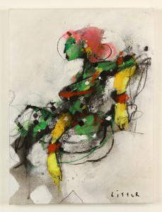 Anthony  Lister -  <strong>Sitting Pretty</strong> (2014<strong style = 'color:#635a27'></strong>)<bR /> mixed media on canvas, 
 22 x 17 inches 
(55.88 x 43.18 cm)
