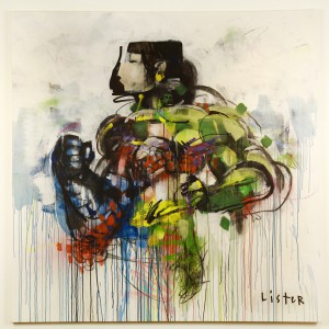 Anthony  Lister -  <strong>Super Natural Disorder 1</strong> (2014<strong style = 'color:#635a27'></strong>)<bR /> mixed media on canvas, 
 73 x 73 inches 
(185.42 x 185.42 cm)