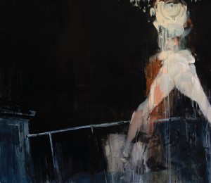 Ashley  Wood -  <strong>But Was It Love</strong> (2012<strong style = 'color:#635a27'></strong>)<bR /> oil and acrylic on panel, 
 36 x 42 inches (91.44 x 106.68 cm) 
38.75 x 44.75 x 2.25 inches, framed