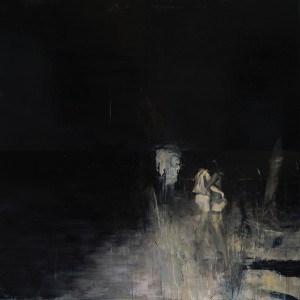 Ashley  Wood -  <strong>Finally a Smile</strong> (2012<strong style = 'color:#635a27'></strong>)<bR /> oil and acrylic on linen, 
 48 x 48 inches (121.92 x 121.92 cm) 
50.5 x 50.375 x 2.25 inches, framed