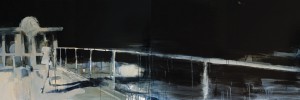 Ashley  Wood -  <strong>The Other Side</strong> (2012<strong style = 'color:#635a27'></strong>)<bR /> oil and acrylic on panel, 
 24 x 72 inches (60.96 x 182.88 cm) 
26.75 x 74.75 x 2.25 inches, framed
