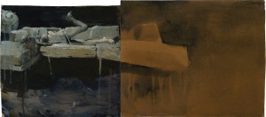 Ashley  Wood -  <strong>The Passport</strong> (2012<strong style = 'color:#635a27'></strong>)<bR /> oil and acrylic on panel, 
 10.875 x 24.25 inches (27.62 x 61.6 cm) 
13.75 x 27 x 2.25 inches, framed
