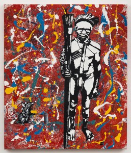 Blek le Rat    -  <strong>Les Arts Premiers</strong> (2013<strong style = 'color:#635a27'></strong>)<bR /> spray paint on canvas, 
 40 x 34 inches 
(101.60 x 86.36 cm)