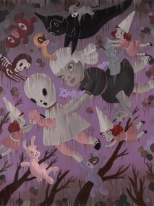 Gary  Baseman -  <strong>Genesis of Dream Reality</strong> (2011<strong style = 'color:#635a27'></strong>)<bR /> acrylic on canvas, 
 48 x 36 inches (121.92 x 91.44 cm) 
51.5 x 40 inches, framed