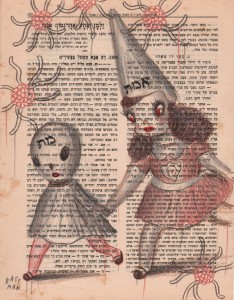Gary  Baseman -  <strong>Page 357</strong> (2011<strong style = 'color:#635a27'></strong>)<bR /> colored pencil on ephemera, 
 10.75 x 8.5 inches (27.31 x 21.59 cm) 
14.5 x 11.75 inches, framed