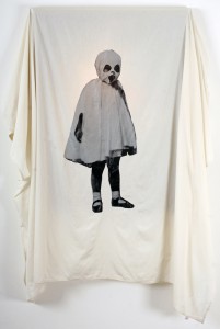 Gary  Baseman -  <strong>The Unveiling of La Petite Mort</strong> (2011<strong style = 'color:#635a27'></strong>)<bR /> silkscreen on cotton, series of 5, 
 variable size