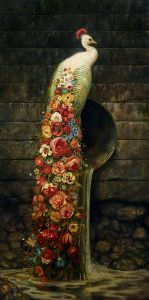 Martin Wittfooth -  <strong>Bloom</strong> (2015<strong style = 'color:#635a27'></strong>)<bR /> oil on canvas, 
 64 x 32 inches 
(162.56 x 81.28 cm)