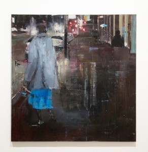 Brett  Amory -  <strong>Waiting #208</strong> (2014<strong style = 'color:#635a27'></strong>)<bR /> oil on wood, 
 30 x 30 inches 
(76.2 x 76.2 cm)