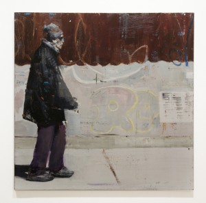 Brett  Amory -  <strong>Waiting #210</strong> (2014<strong style = 'color:#635a27'></strong>)<bR /> oil on wood, 
 30 x 30 inches 
(76.2 x 76.2 cm)