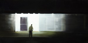 Brett  Amory -  <strong>Waiting 84</strong> (2011<strong style = 'color:#635a27'></strong>)<bR /> oil on wood panel, 
 24 x 48 inches 
(60.96 x 121.92 cm)