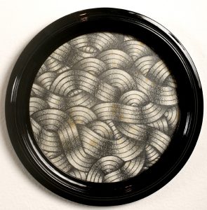 Stephan  Doitschinoff -  <strong>Bola de Cabelo  1 (Hairy Ball)</strong> (2008<strong style = 'color:#635a27'></strong>)<bR /> Graphite on Paper, 
 9 1/2 inche diameter