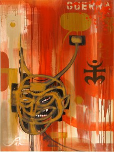 Doze  Green -  <strong>Panguerra</strong> (2006<strong style = 'color:#635a27'></strong>)<bR /> Mixed Media on Canvas, 
 40 x 30 inches