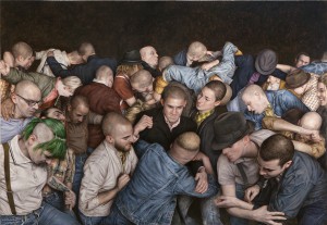 Dan  Witz -  <strong>Byronesque</strong> (2013<strong style = 'color:#635a27'></strong>)<bR /> <span style="color: rgb(102, 102, 102); font-family: Avenir, Helvetica, Arial, sans-serif;">oil and digital media on canvas</span>, 
 40 x 58 inches 
(101.6 x 147.32 cm)