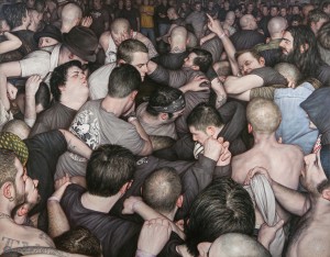 Dan  Witz -  <strong>Free For All</strong> (2014<strong style = 'color:#635a27'></strong>)<bR /> oil and digital media on canvas, 
 42 x 54 inches 
(106.68 x 137.16 cm)