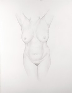 Dan  Witz -  <strong>Torso 2</strong> (2011<strong style = 'color:#635a27'></strong>)<bR /> silverpoint on paper, 
 18 x 14 inches (45.72 x 35.56 cm) 
24.5 x 20 x 1.5 inches, framed