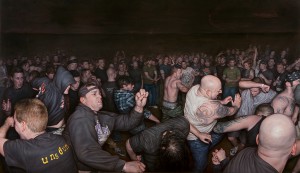 Dan  Witz -  <strong>Vision of Disorder</strong> (2013<strong style = 'color:#635a27'></strong>)<bR /> <span style="color: rgb(102, 102, 102); font-family: Avenir, Helvetica, Arial, sans-serif;">oil and digital media on canvas</span>, 
 40 x 64 inches 
(101.6 x 162.64 cm)