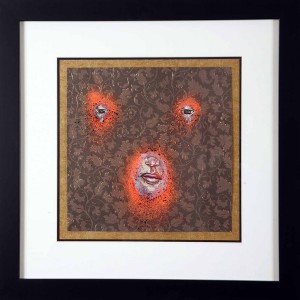 David  Choe -  <strong>Bauer</strong> (2006<strong style = 'color:#635a27'></strong>)<bR /> mixed media on paper, 
 12 x 12 inches (30.48 x 30.48 cm) 
22 x 22 inches, framed