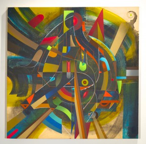Doze  Green -  <strong>The Sonic Metatron</strong> (2014<strong style = 'color:#635a27'></strong>)<bR /> mixed media on canvas, 
 36 x 36 inches 
(91.44 x 91.44 cm)