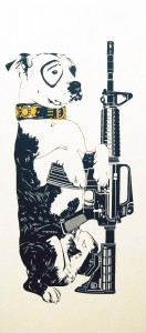 Dylan  Egon -  <strong>Petey</strong> (2010<strong style = 'color:#635a27'></strong>)<bR /> acrylic and gold leaf on panel, 
 45 x 21 x 2.25 inches 
(114.3 x 53.34 x 5.72 cm)