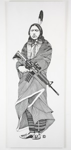 Dylan  Egon -  <strong>Quanah Parker (last to come in)</strong> (2011<strong style = 'color:#635a27'></strong>)<bR /> acrylic on panel, 
 77 x 30 inches 
(195.58 x 76.2 cm)