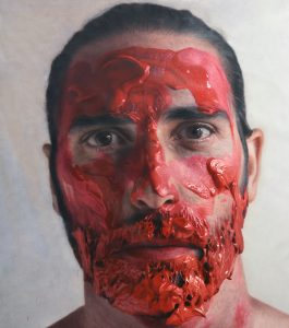 Eloy  Morales -  <strong>Paint My Head</strong> (2013<strong style = 'color:#635a27'></strong>)<bR /><div>
<div>oil on canvas</div>
<div> </div>
<div>63 x 63 inches 
(160 x 160 cm)</div>
<div> </div>
<div>