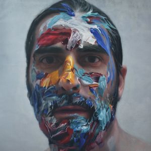 Eloy  Morales -  <strong>Paint in My Head Number 11</strong> (2014<strong style = 'color:#635a27'></strong>)<bR /> oil on canvas, 
 62.4 x 62.4 inches 
(160 x 160 cm)