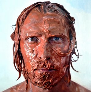 Eloy  Morales -  <strong>Paint in My Head Number 12</strong> (2014<strong style = 'color:#635a27'></strong>)<bR /> oil on canvas, 
 62.4 x 62.4 inches 
(160 x 160 cm)
