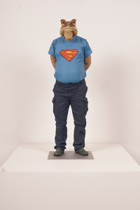Alessandro  Gallo -  <strong>I Feel Good</strong> (2014<strong style = 'color:#635a27'></strong>)<bR /> clay and acrylic on steel base, 
 24 x 9 x 8 inches 
(60.96 x 22.86 x 20.32 cm)