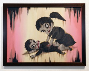 Gary  Baseman -  <strong>Snack</strong> (2012<strong style = 'color:#635a27'></strong>)<bR /> acrylic on canvas, 
 18 x 24 inches 
(45.72 x 60.96 cm)