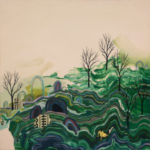 Seonna  Hong -  <strong>Glacial Pace</strong> (2015<strong style = 'color:#635a27'></strong>)<bR /> acrylic on canvas, 
 24 x 24 inches 
(60.96 x 60.96 cm)