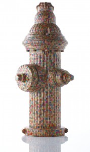 Haroshi    -  <strong>Fire Hydrant</strong> (2011<strong style = 'color:#635a27'></strong>)<bR /> used skateboards, 
 33 x 14 x 15 inches 
(83.82 x 35.56 x 38.1 cm)